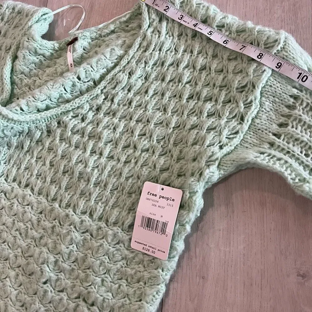 Free People Sweater top open knit size M mint green